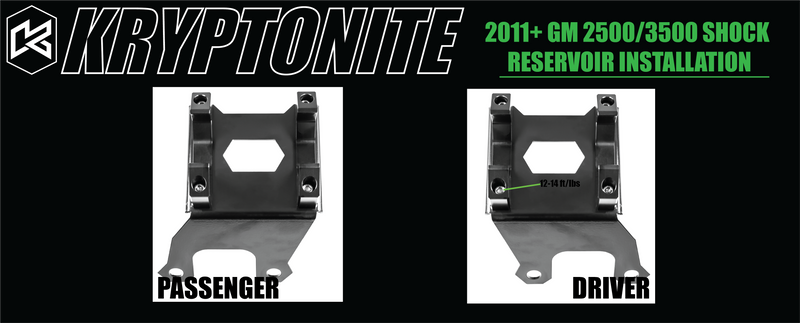 Load image into Gallery viewer, KRYPTONITE DEATH GRIP FRONT SHOCK RESERVOIR MOUNT KIT 2011+ GM
