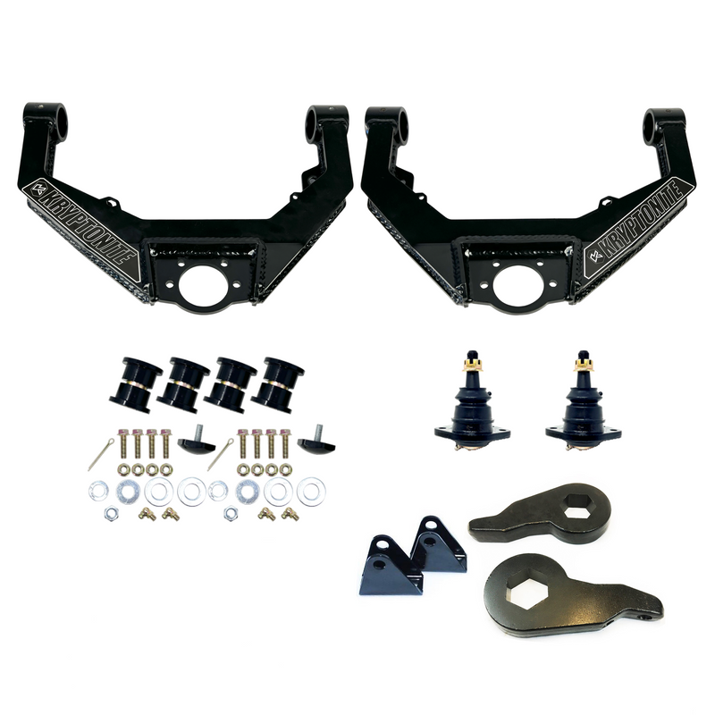 Load image into Gallery viewer, KRYPTONITE STAGE 2 LEVELING KIT WITH SHOCK EXTENSIONS FOR CHEVY/GMC 2001–2010 HD TRUCKS 2002-2009 HUMMER H2
