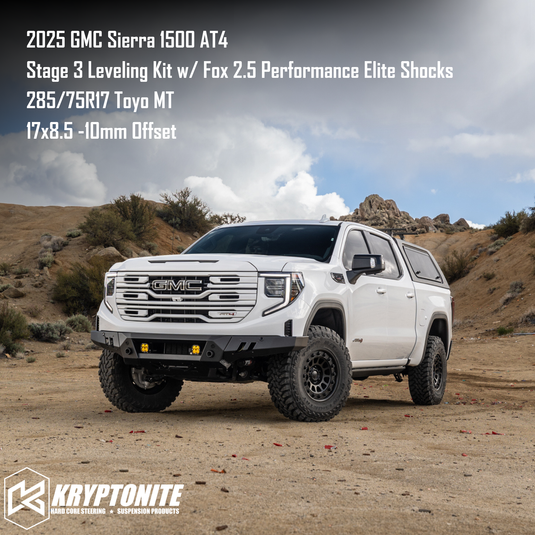 KRYPTONITE STAGE 3 LEVELING KIT WITH FOX PERFORMANCE ELITE SHOCKS FOR 1/2 TON 6 LUG TRUCKS 2019+