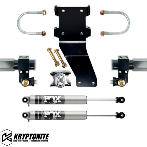 KRYPTONITE FORD SUPER DUTY DEATH GRIP DUAL STEERING STABILIZER KIT WITH FOX 2.0 SHOCKS 2005-2025 (KRFDSS05S)