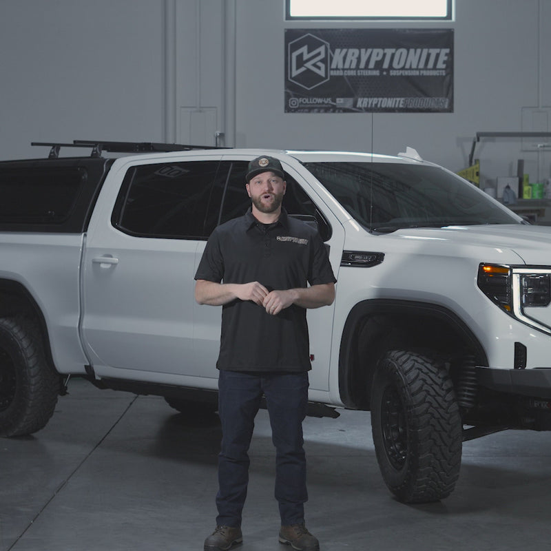 Load and play video in Gallery viewer, KRYPTONITE STAGE 3 LEVELING KIT WITH FOX 2.5 SHOCKS 1/2 TON 6 LUG 2019+ (KR19STAGE3FOXPS)
