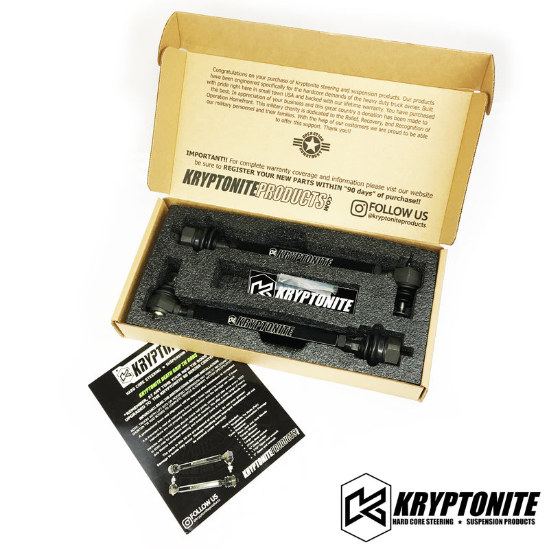 Kryptonite Solid Steel Tie Rod Sleeves For 2001-2010 Chevy/GMC Trucks & SUVs